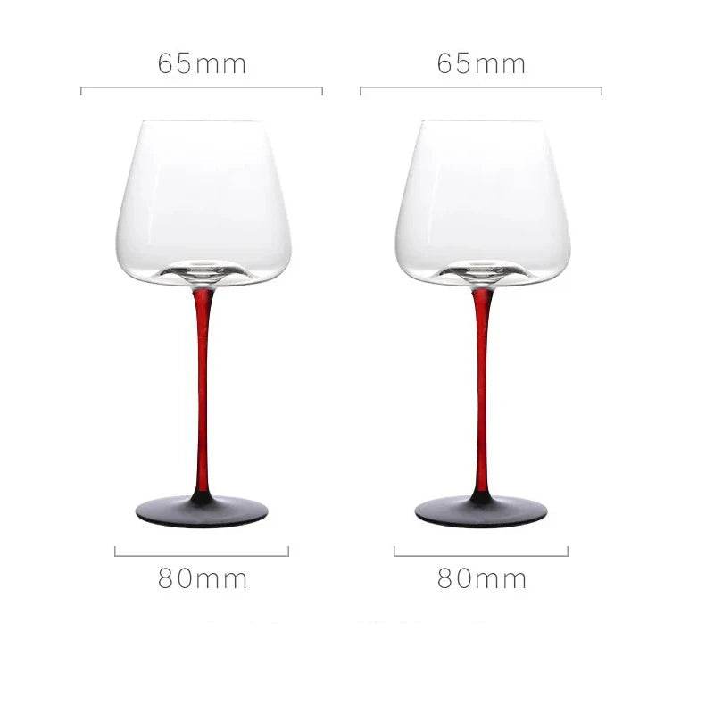 Elegant Black & Red Crystal Wine Glass with Concave Bottom (2 Pack) - Le Joyau Store - Concave,Crystal,Elegant,Gift,Set - 650ml 2pcs / 2PCS