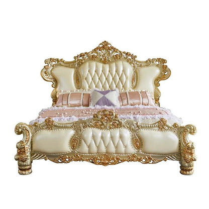 Vintage Baroque Gilded Gold Engraved King Bed Frame with Optional Matching Side Tables - Le Joyau Store - Luxury,princess,queen,royal - Frame structure / 1.8m bed 2 cabinet