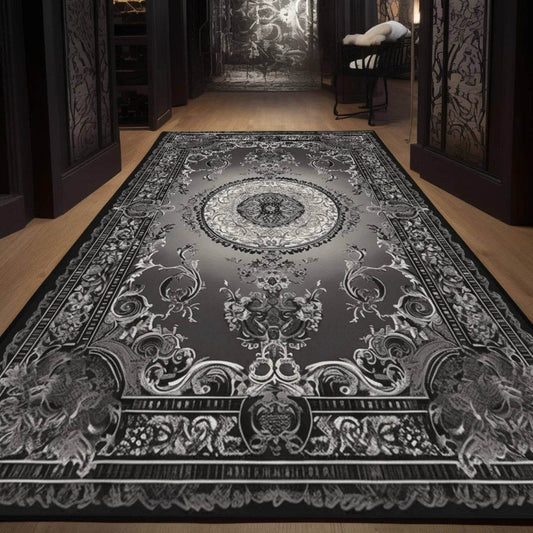 Vintage Gothic Black & White Persian Carpet Rug - Le Joyau Store - - 180x280cm / 1