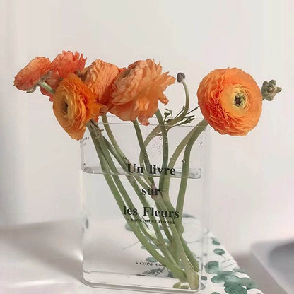 Modern Clear Acrylic Reading Book Flower Decor Vase - Le Joyau Store - acrylic,bookstyle,flowerarr,modern,transparent - Burgundy