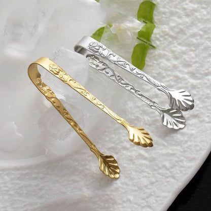 Vintage Antique Stainless Steel Rose Handle Sugar Tongs Set (2pcs) - Le Joyau Store - durable,elegant,lightweight,rose,stainless - 