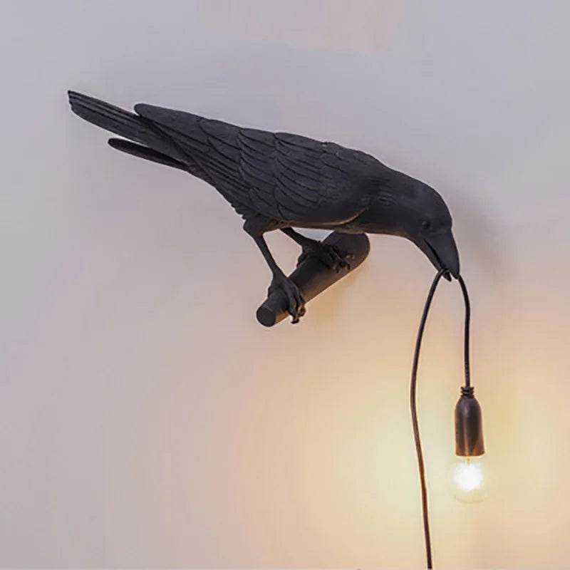 Decorative Gothic Black Raven Bird Table Wall Lamp - Le Joyau Store - black,creative,LED,resin,white - EU plug / Black sitting