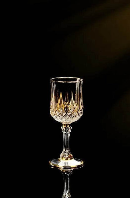Luxury Gold-Accented Crystal Wine & Whiskey Glass French-Style Embossed Stemware - Le Joyau Store - crystal,elegant,gift set,gold,whisky - 1pcs 170ml
