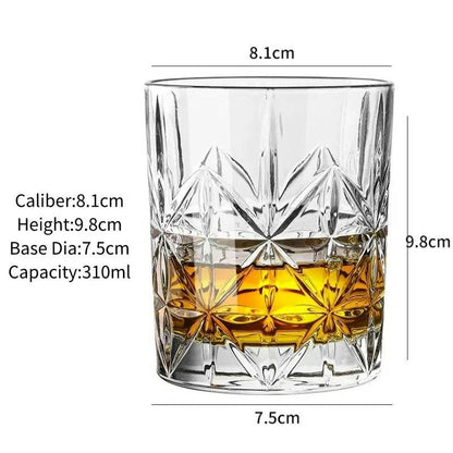 Vintage Embossed Whiskey Glass Classic Old Fashioned Tumbler for Bourbon & Scotch - Le Joyau Store - engraved,gift set,old fashion,premium,whiskey - C 300ml / 1pc