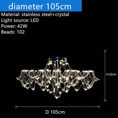 Luxury Crystal Spiderweb Raindrop Chandelier Adjustable Starlight Pendant Light - Le Joyau Store - adjustable,crystal,elegant,luxury,modern - Gold / 105cm / 3 colors light