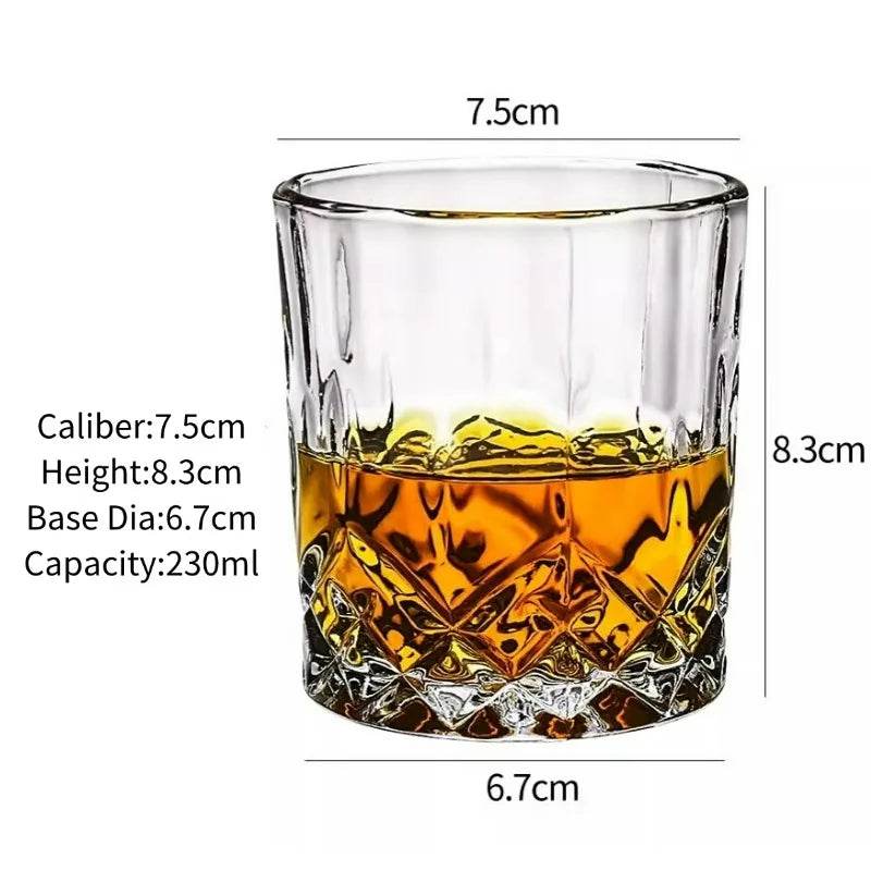 Vintage Embossed Whiskey Glass Classic Old Fashioned Tumbler for Bourbon & Scotch - Le Joyau Store - engraved,gift set,old fashion,premium,whiskey - C 300ml / 1pc