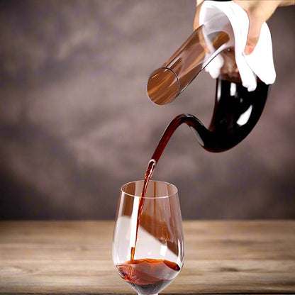 Crystal Wine Decanter & Aerator U-Shaped Lead-Free Glass Carafe for Red Wine, Brandy, or Champagne - Le Joyau Store - 750ml,aerator,crystal,handmade,leadfree - 