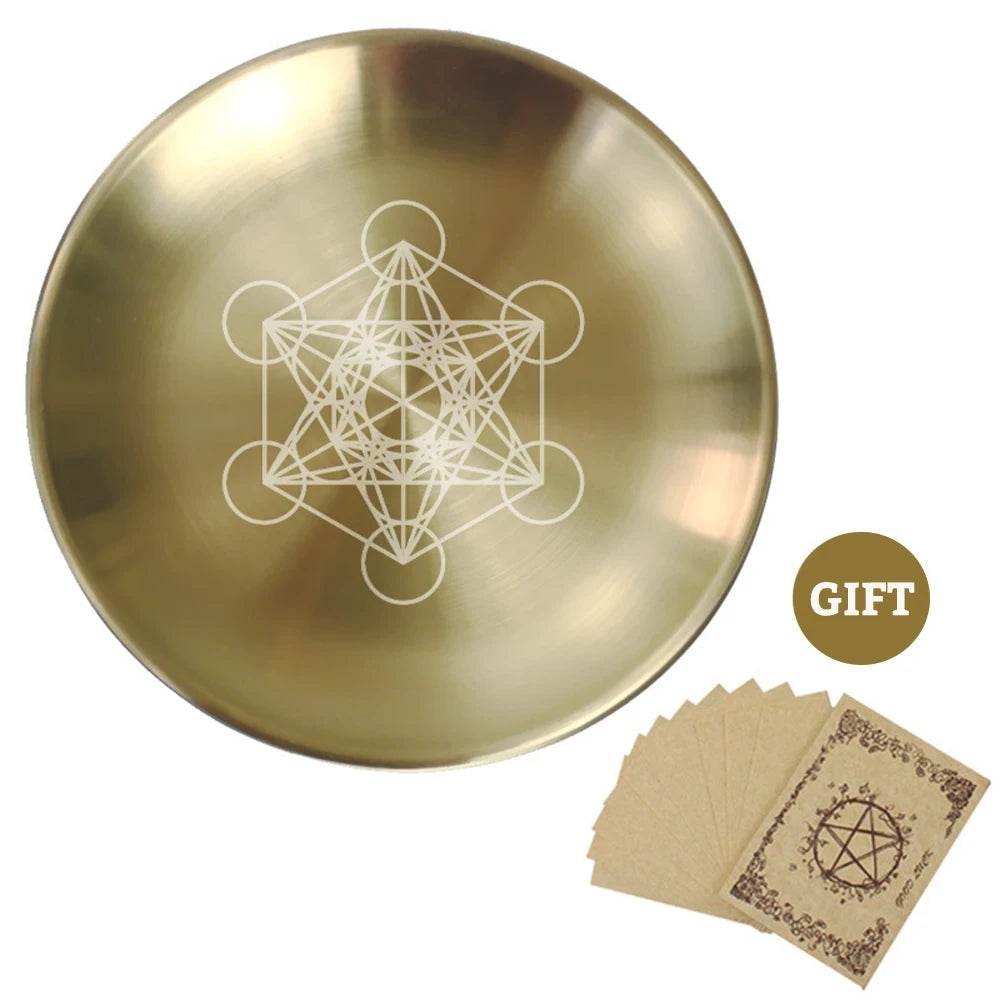 Mystic Pentacle Brass Altar Tray Wiccan Ritual Plate for Crystals, Candles & Smudging - Le Joyau Store - Brass Finish,Meditation,Pentagram,Rituals - A