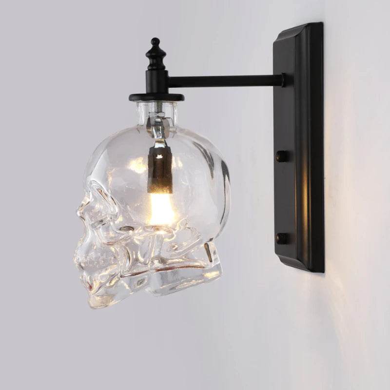 Gothic Glass Skull Wall Sconce Rustic Dark Home Decor Skeleton Light Fixture - Le Joyau Store - Glass,Industrial,Loft,Retro,Skull - 