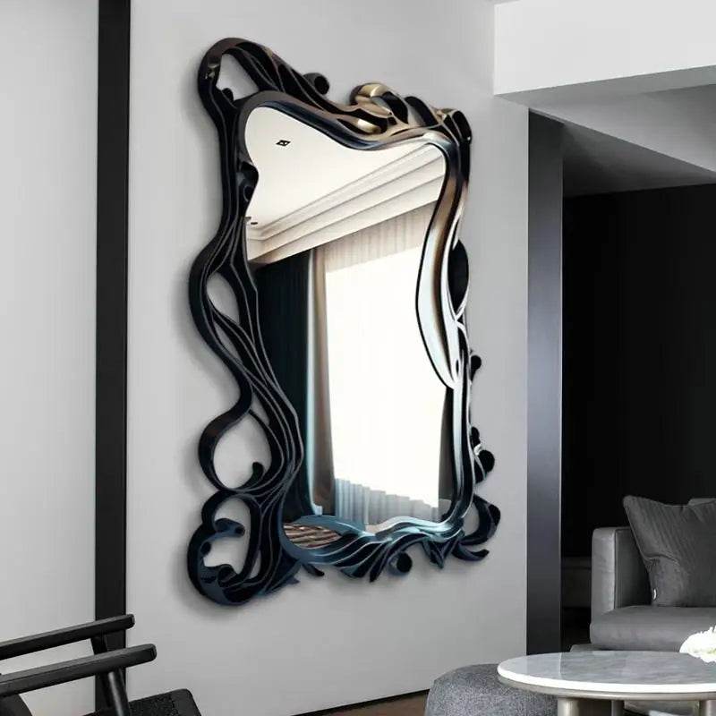 Luxury Gothic Black Swirl Full Body Wall Mirror Abstract Designer Statement Decor Mirror - Le Joyau Store - bedroom,designer,full body,standing - 80x180cm