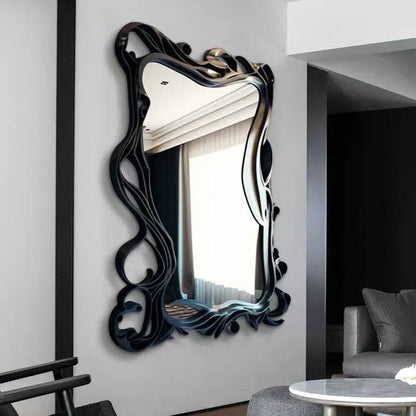 Luxury Gothic Black Swirl Full Body Wall Mirror Abstract Designer Statement Decor Mirror - Le Joyau Store - bedroom,designer,full body,standing - 80x180cm