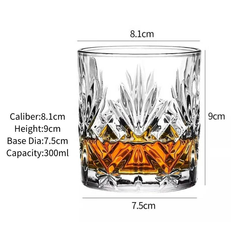 Vintage Embossed Whiskey Glass Classic Old Fashioned Tumbler for Bourbon & Scotch - Le Joyau Store - engraved,gift set,old fashion,premium,whiskey - C 300ml / 1pc