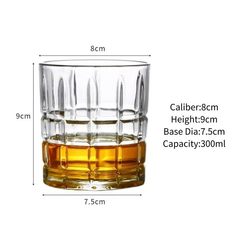 Vintage Embossed Whiskey Glass Classic Old Fashioned Tumbler for Bourbon & Scotch - Le Joyau Store - engraved,gift set,old fashion,premium,whiskey - C 300ml / 1pc