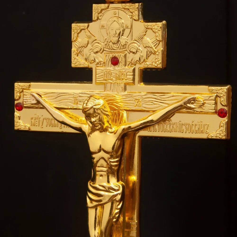 Traditional Orthodox Jesus Christ Red & Gold Chalice Candleholder - Le Joyau Store - candle,metal,orthodox,table,worship - 