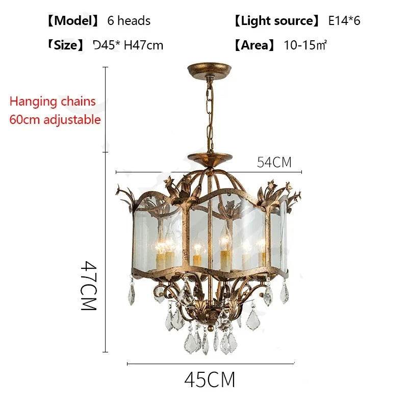 Baroque Crystal LED Chandelier Vintage Brass European Candle Ceiling Light - Le Joyau Store - Crystal,French,Retro - 3 Heads / Warm Light