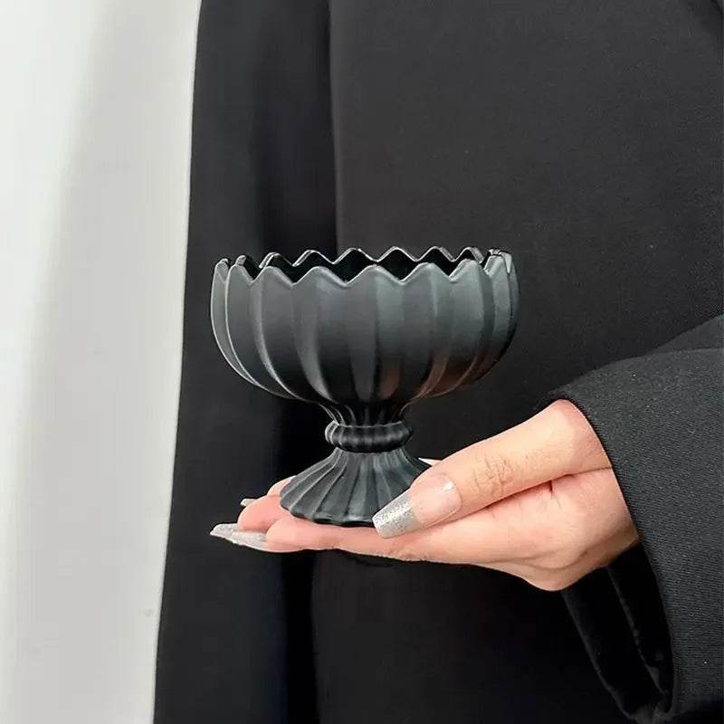 Gothic Victorian Black Obsidian Glass Dessert Serving Bowl (100ml) - Le Joyau Store - Dessert,Glass,Highfoot,Obsidian,Yogurt - 