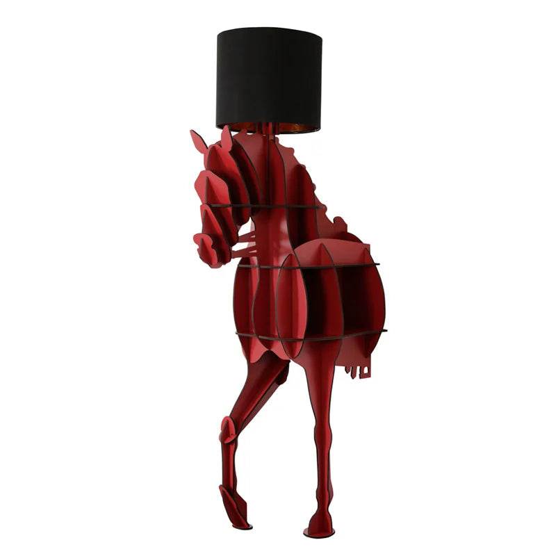 Luxury Modern Abstract Horse Open Bookshelf Cabinet & Lamp - Le Joyau Store - cabinet,living room,luxury,modern,open shelf - Red large size