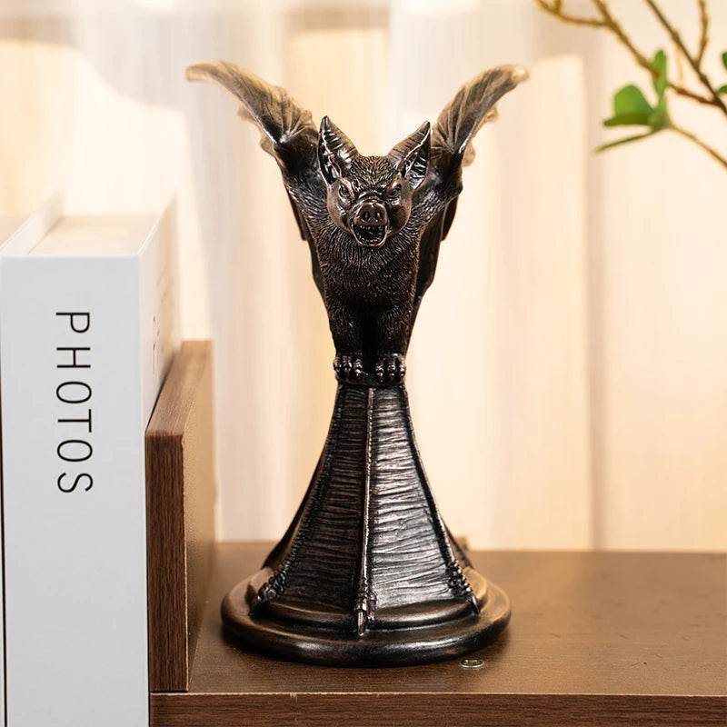 Rustic Gothic Faded Black & Bronze Animal Figurine Candlestick Holder - Le Joyau Store - animal,black,candle,gothic,halloween - Cat