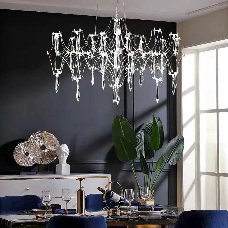 Luxury Crystal Spiderweb Raindrop Chandelier Adjustable Starlight Pendant Light - Le Joyau Store - adjustable,crystal,elegant,luxury,modern - Gold / 105cm / 3 colors light