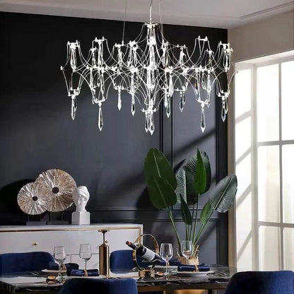 Luxury Crystal Spiderweb Raindrop Chandelier Adjustable Starlight Pendant Light - Le Joyau Store - adjustable,crystal,elegant,luxury,modern - Gold / 105cm / 3 colors light