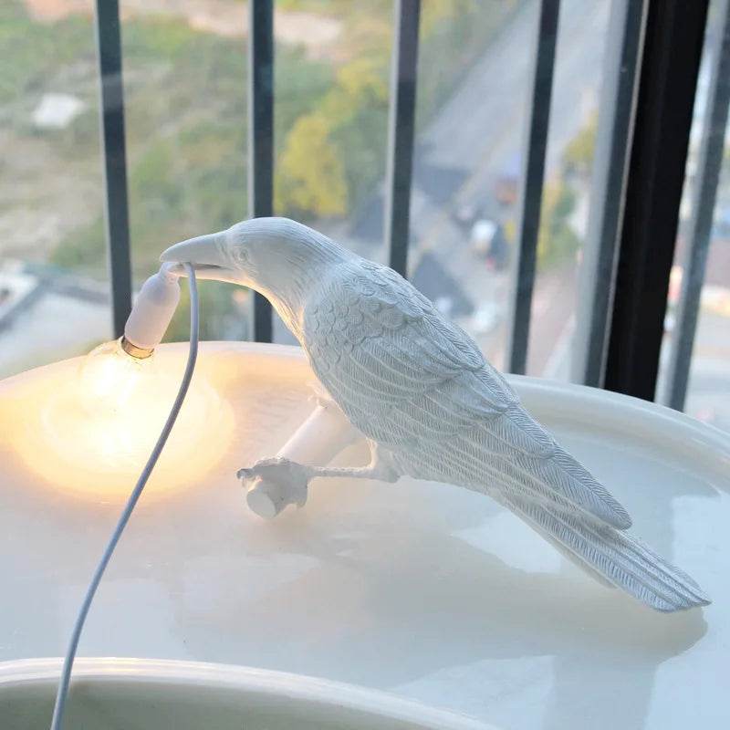 Decorative Gothic Black Raven Bird Table Wall Lamp - Le Joyau Store - black,creative,LED,resin,white - EU plug / Black sitting