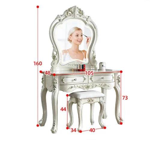 Gothic Black Baroque Vanity Desk with Mirror Victorian Makeup Table - Le Joyau Store - black,living,makeup,mirror,narrow - 1