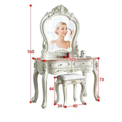 Gothic Black Baroque Vanity Desk with Mirror Victorian Makeup Table - Le Joyau Store - black,living,makeup,mirror,narrow - 1