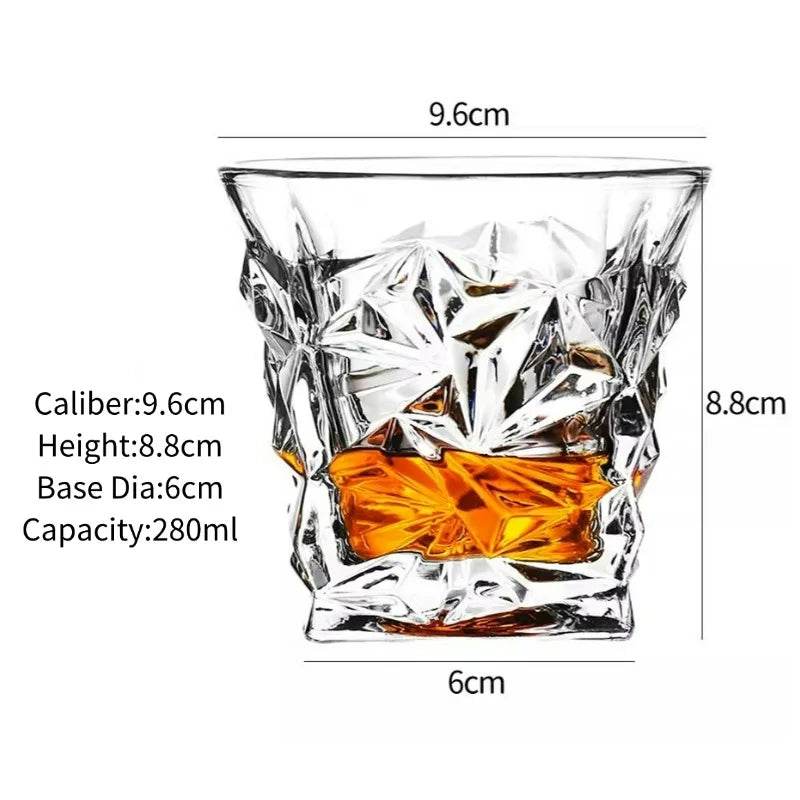 Vintage Embossed Whiskey Glass Classic Old Fashioned Tumbler for Bourbon & Scotch - Le Joyau Store - engraved,gift set,old fashion,premium,whiskey - C 300ml / 1pc