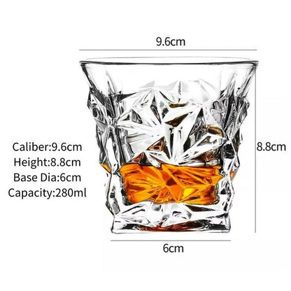 Vintage Embossed Whiskey Glass Classic Old Fashioned Tumbler for Bourbon & Scotch - Le Joyau Store - engraved,gift set,old fashion,premium,whiskey - C 300ml / 1pc