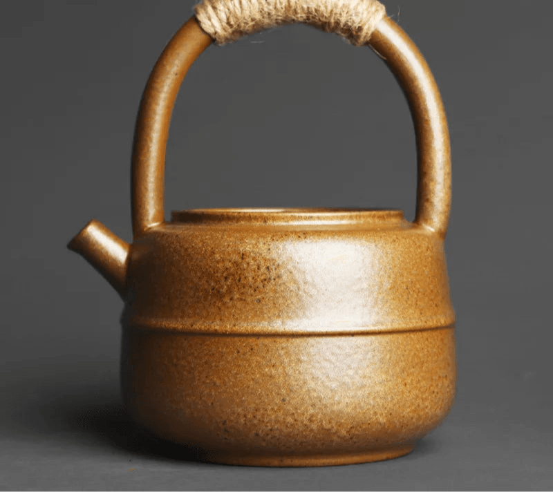 Rustic Vintage Wrought Iron Effect Retro Stoneware Teapot (460ml) - Le Joyau Store - Artisan,Glaze,Stoneware,Unique - Gray