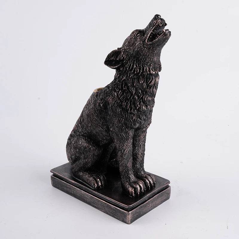 Rustic Gothic Faded Black & Bronze Animal Figurine Candlestick Holder - Le Joyau Store - animal,black,candle,gothic,halloween - Cat