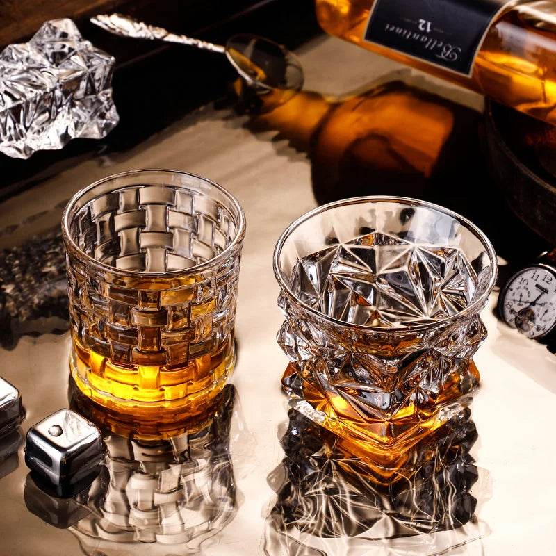 Vintage Embossed Whiskey Glass Classic Old Fashioned Tumbler for Bourbon & Scotch - Le Joyau Store - engraved,gift set,old fashion,premium,whiskey - C 300ml / 1pc