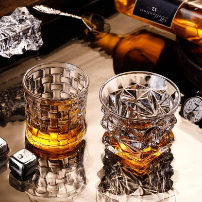 Vintage Embossed Whiskey Glass Classic Old Fashioned Tumbler for Bourbon & Scotch - Le Joyau Store - engraved,gift set,old fashion,premium,whiskey - C 300ml / 1pc