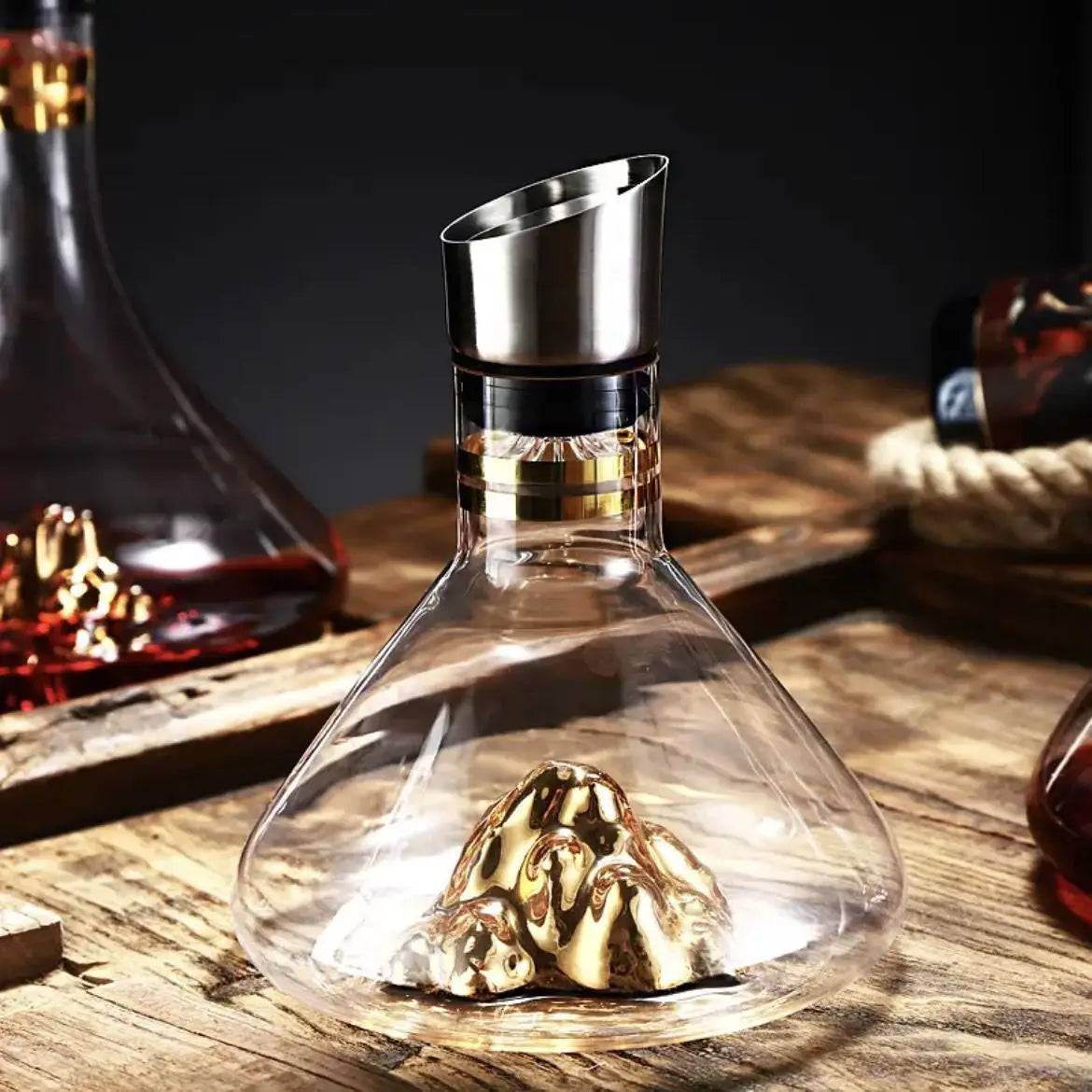 Elegant Glass Iceberg Mountain Whisky & Wine Dining Table Decanter - Le Joyau Store - crystal,lead-free,pourer,thickened,whisky - Transparent (1500ml)