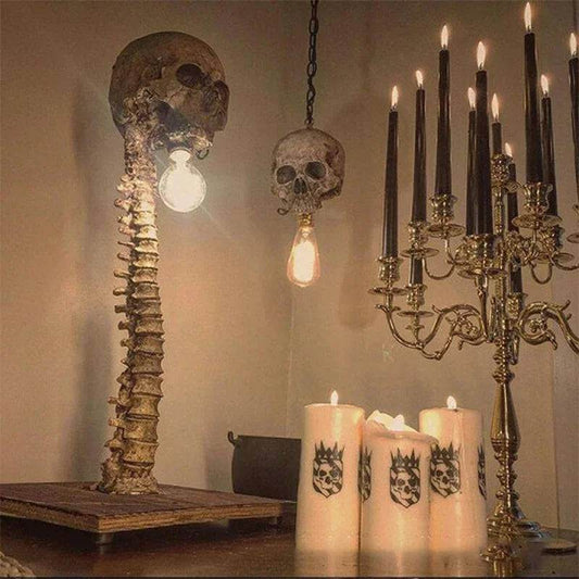 3D Gothic Skull & Spine Table Lamp Creepy Horror Skeleton Light for Dark Decor - Le Joyau Store - Decor,Gothic,Skeleton,Skull,Spine - 
