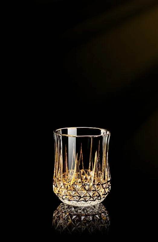 Luxury Gold-Accented Crystal Wine & Whiskey Glass French-Style Embossed Stemware - Le Joyau Store - crystal,elegant,gift set,gold,whisky - 1pcs 170ml