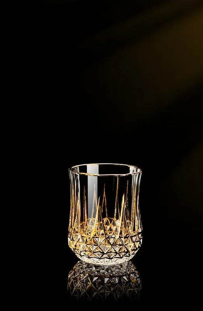 Luxury Gold-Accented Crystal Wine & Whiskey Glass French-Style Embossed Stemware - Le Joyau Store - crystal,elegant,gift set,gold,whisky - 1pcs 170ml