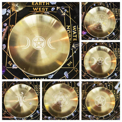 Mystic Pentacle Brass Altar Tray Wiccan Ritual Plate for Crystals, Candles & Smudging - Le Joyau Store - Brass Finish,Meditation,Pentagram,Rituals - A