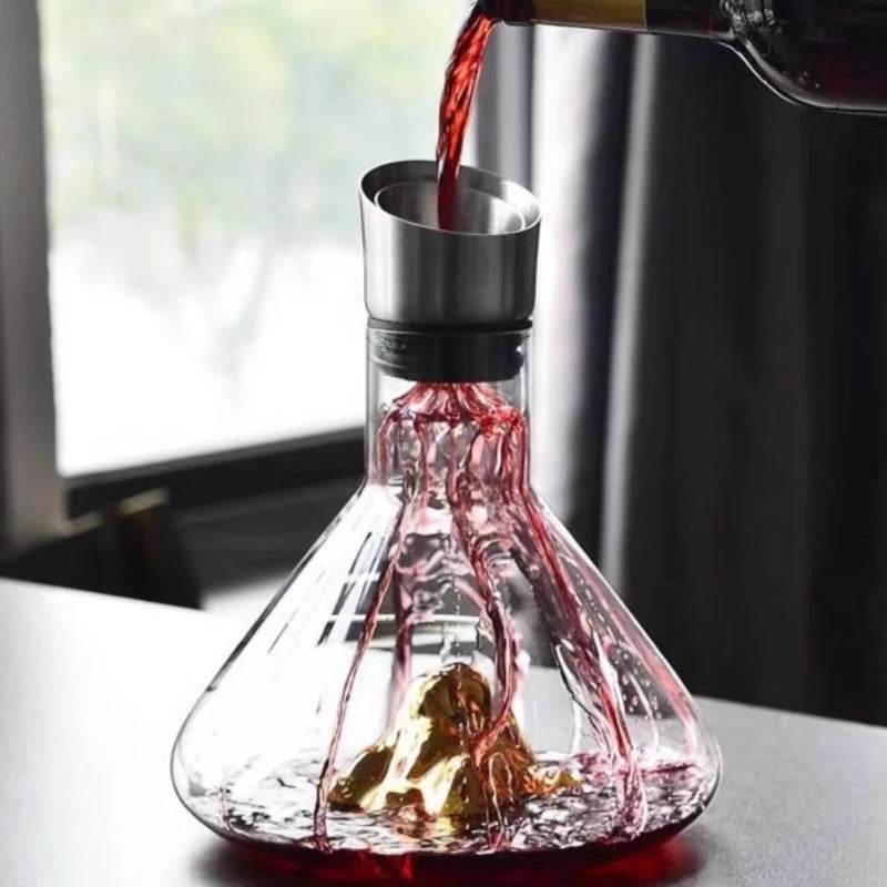 Elegant Glass Iceberg Mountain Whisky & Wine Dining Table Decanter - Le Joyau Store - crystal,lead-free,pourer,thickened,whisky - Transparent (1500ml)