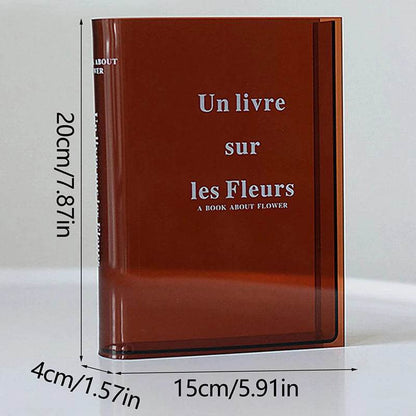 Modern Clear Acrylic Reading Book Flower Decor Vase - Le Joyau Store - acrylic,bookstyle,flowerarr,modern,transparent - Burgundy