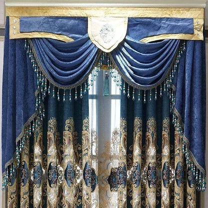 Luxury European Vintage Baroque Chenille Embroidered Blackout Curtains - Le Joyau Store - - Coffee Curtian / W300cmxH250cm 1PC / Hook