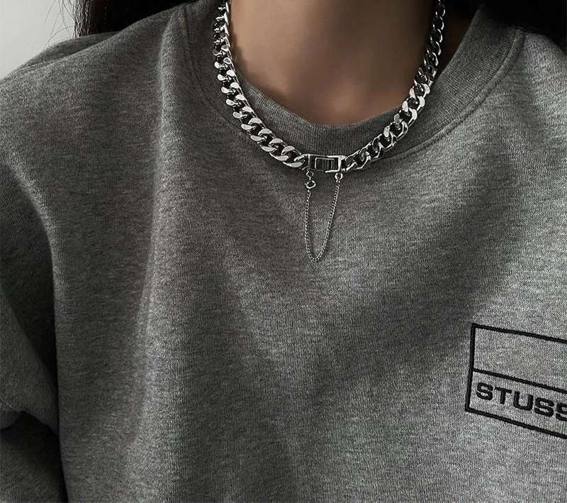 Gothic Punk Silver Zircon Cross Star Beaded Pearl Unisex Chain Necklace - Le Joyau Store - beaded,tassel,titanium,unisex,zircon - A