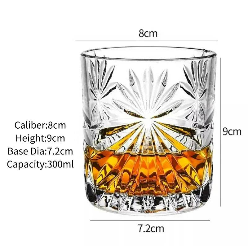 Vintage Embossed Whiskey Glass Classic Old Fashioned Tumbler for Bourbon & Scotch - Le Joyau Store - engraved,gift set,old fashion,premium,whiskey - C 300ml / 1pc