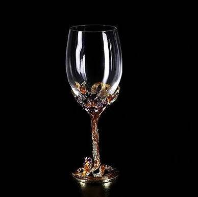 Luxury Floral Colored Gold Enamel Crystal Goblet Wine Glass - Le Joyau Store - crystal,enamel,gifts,luxury,vintage - A / 301-400ml