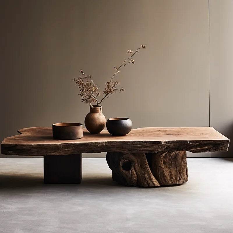 Rustic Wooden Coffee Table with Tree Bark Finish Antique Style Centerpiece Furniture - Le Joyau Store - antique,decor,modern,unique,wood - 120x60x45cm