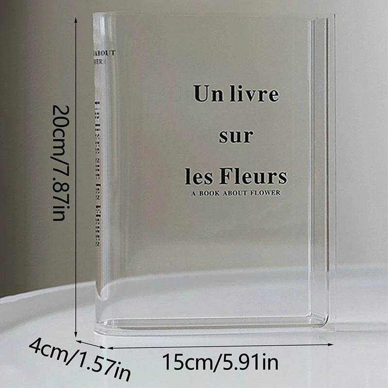 Modern Clear Acrylic Reading Book Flower Decor Vase - Le Joyau Store - acrylic,bookstyle,flowerarr,modern,transparent - Burgundy