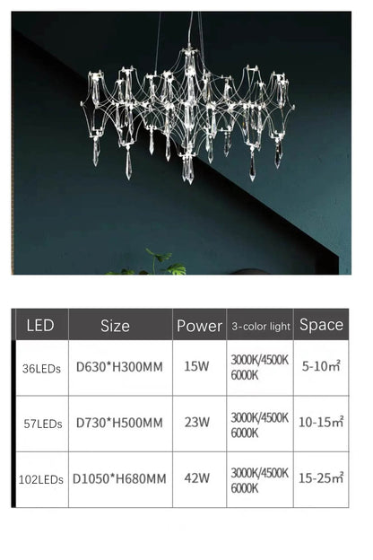 Luxury Crystal Spiderweb Raindrop Chandelier Adjustable Starlight Pendant Light - Le Joyau Store - adjustable,crystal,elegant,luxury,modern - Gold / 105cm / 3 colors light