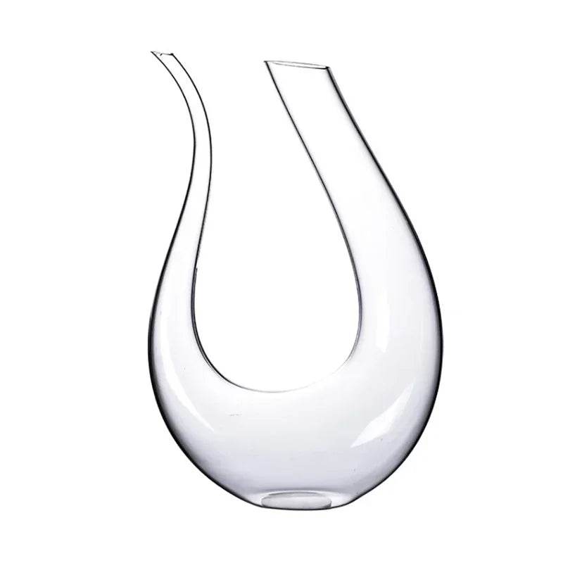 Crystal Wine Decanter & Aerator U-Shaped Lead-Free Glass Carafe for Red Wine, Brandy, or Champagne - Le Joyau Store - 750ml,aerator,crystal,handmade,leadfree - 