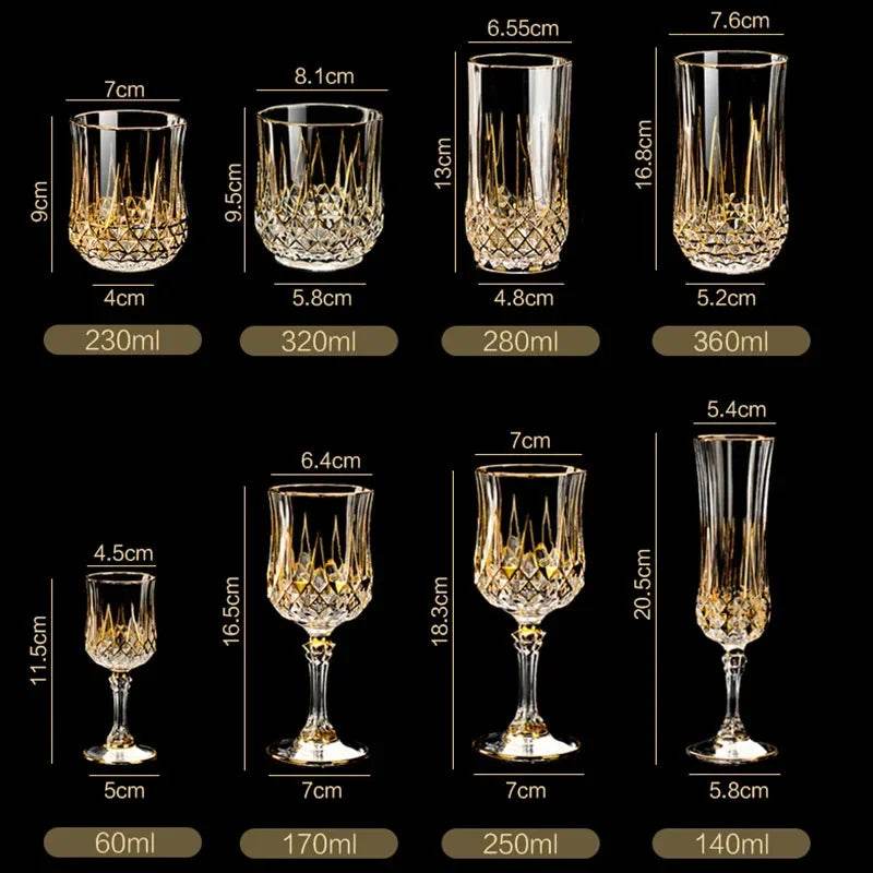 Luxury Gold-Accented Crystal Wine & Whiskey Glass French-Style Embossed Stemware - Le Joyau Store - crystal,elegant,gift set,gold,whisky - 1pcs 170ml