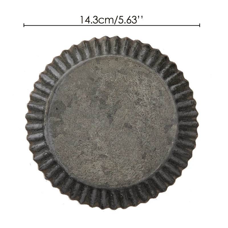 Vintage Retro Iron Fluted Round Photography Prop Food Serving Display Tray - Le Joyau Store - handmade,home,iron tray,round,vintage - S - 14.3cm